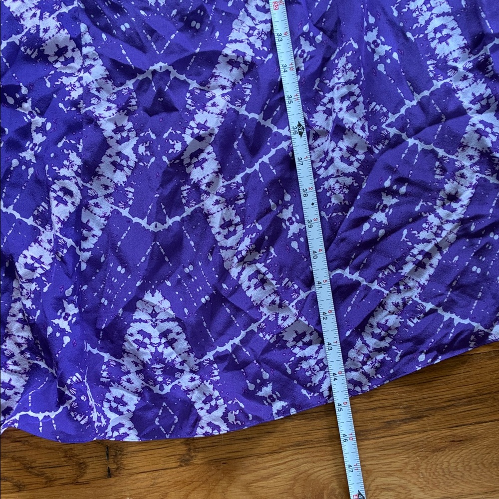 Rebecca Taylor Silk Midi Sun Dress Size 0 Smocked Purple Tie Dye Wedding Guest - Picture 5 of 12